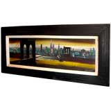 Edgar Stareck 1957 mixed media New york skyline Brooklyn Bridge