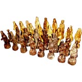 Nice vintage hand carved chess set out of exotic woods