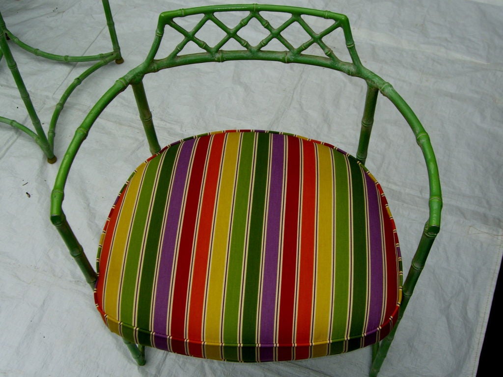 Faux Bamboo Aluminum patio set painted a nice lime green