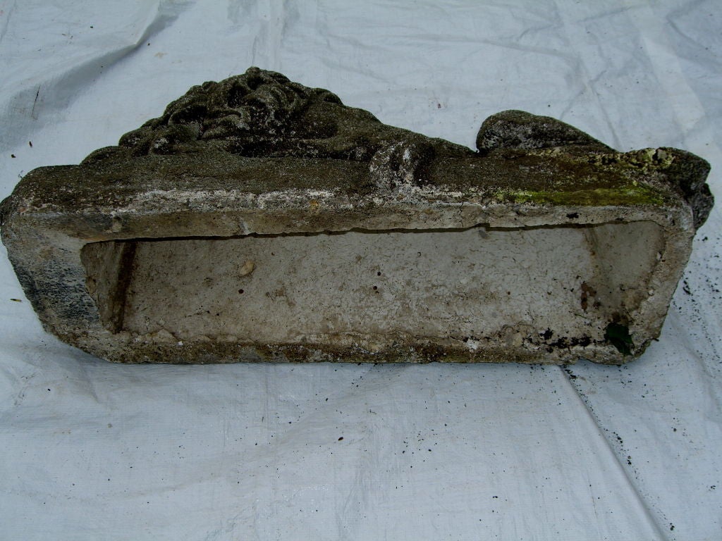 Great pair of of old cast stone recumbent lions 6