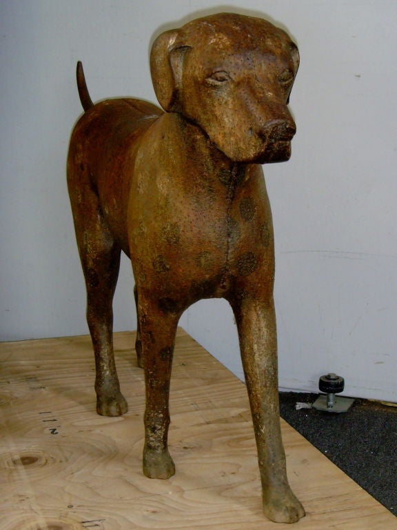 A rare 19th dog which I believe is a labrador retriever or similar breed, by the Gray Iron Works of Poultney Vermont. I believe this model was produced in the 2nd quarter of the 19th century. As rare as the dog is, this particular dog's history is