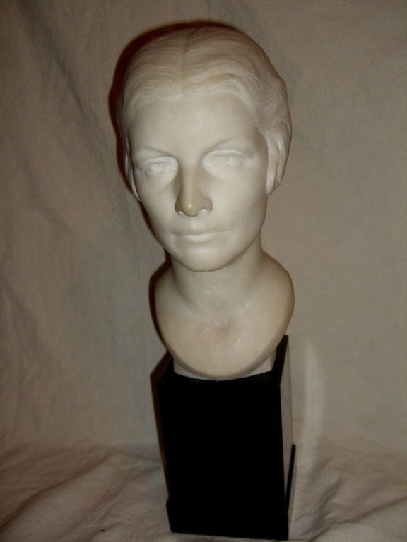 Wonderful Art Deco Marble bust by Elizabeth M. Mellon dated 1933
