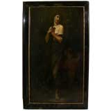 19th cty large oil of a nude woman & cherub  magnificent frame