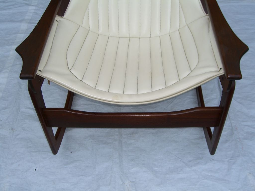Late 20th Century Nice 1970's walnut rocker with sling seat by Charlton