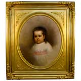 Fabulous 19th century American Oval portrait of a  young girl