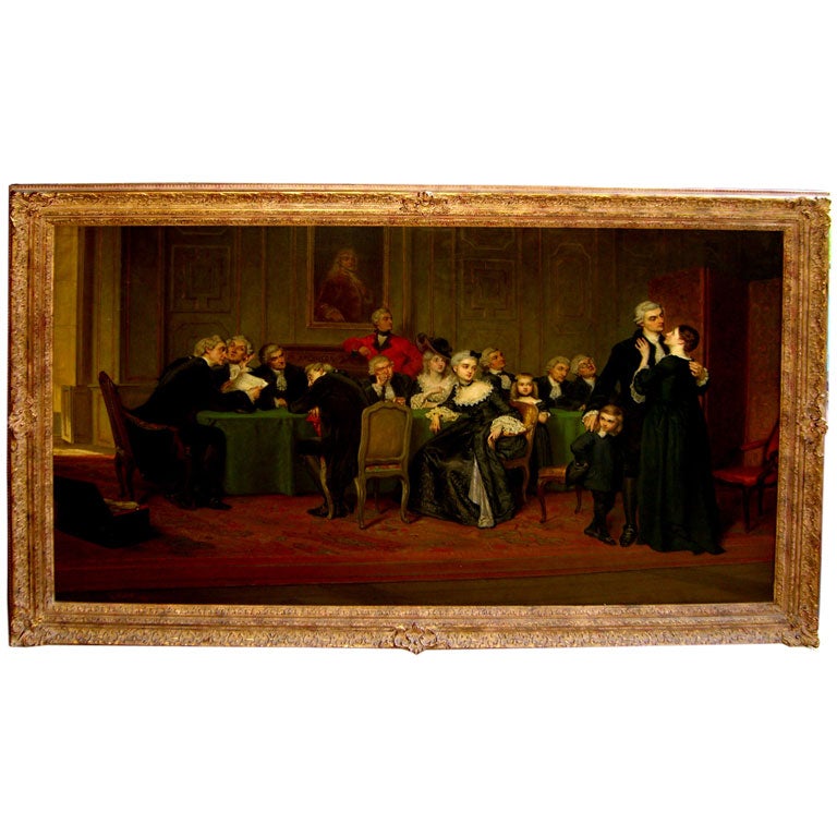 Magnificent Large oil canvas interior scene by Gustave Pope 1873