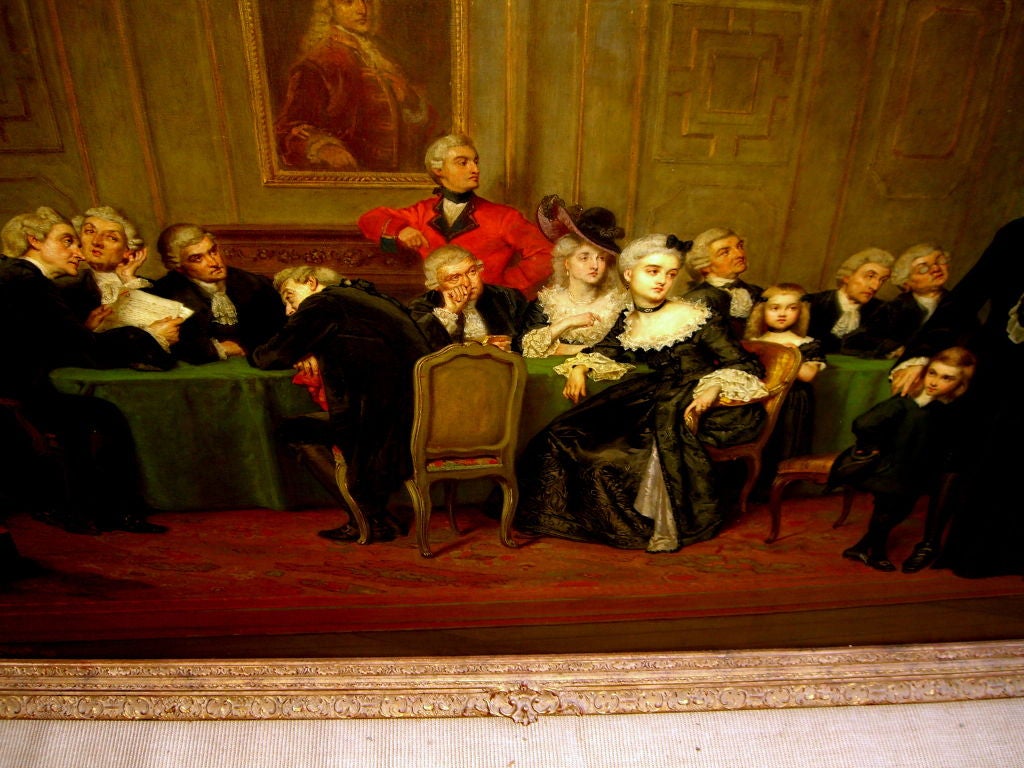 British Magnificent Large oil canvas interior scene by Gustave Pope 1873