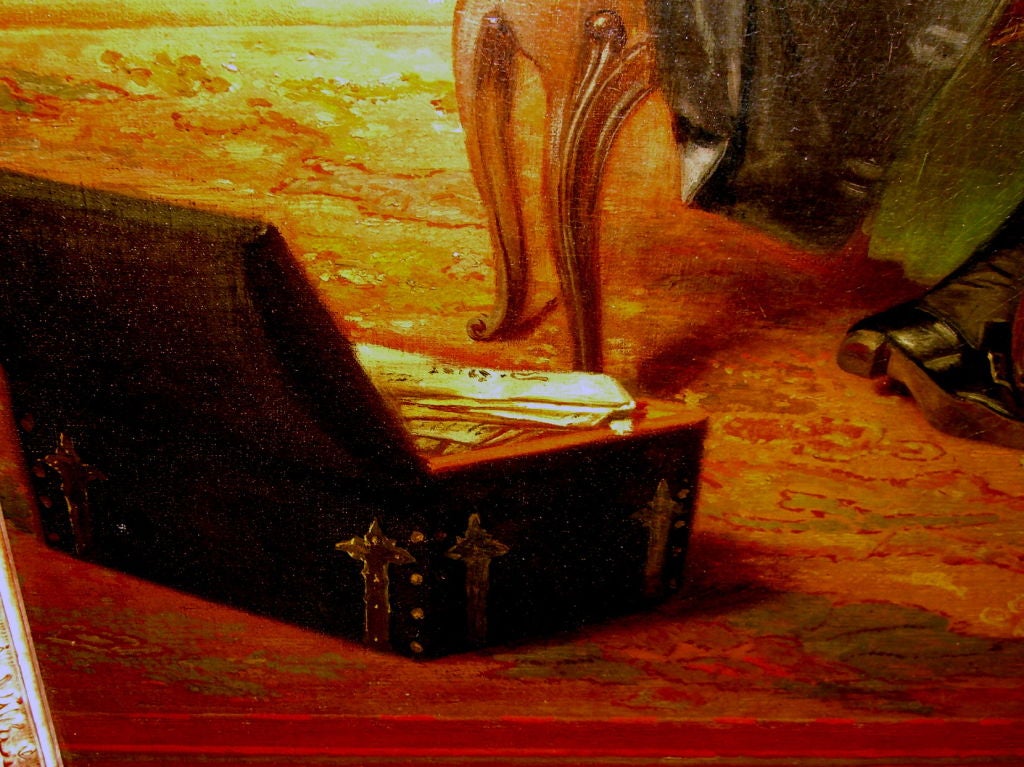Magnificent Large oil canvas interior scene by Gustave Pope 1873 1