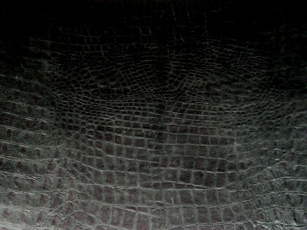 Leather Crocodile grained leather covered stool or bench w/  chrome legs