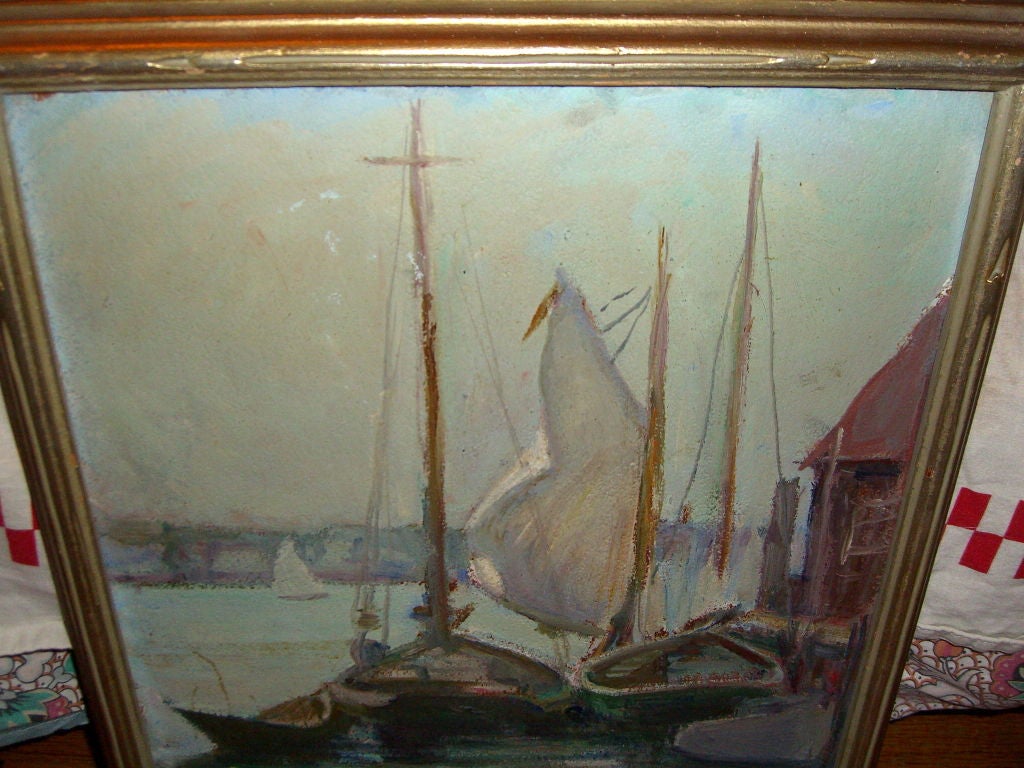 A beautiful oil on board by the well known Long Island Artist Carline M. Bell (1874-1970). She was extensively exhibited and awarded during her long life. This oil is mounted in a nice silver leaf frame. A brief biography from askart via the Wallace
