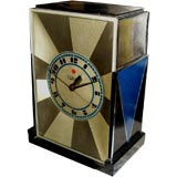 Rare horloge Art Déco Modernique Paul Frankl Telechron bleu noir