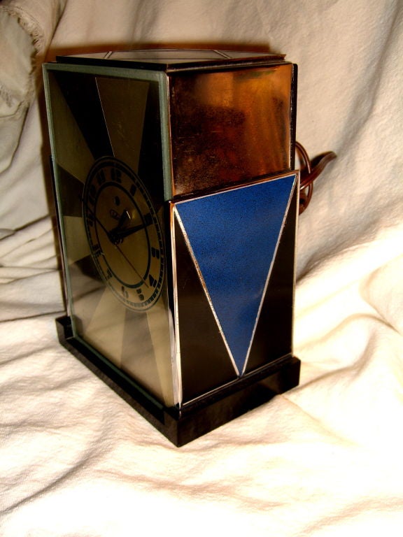 American Rare blue black Art Deco Modernique Paul Frankl Telechron clock