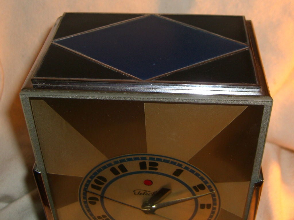 Rare blue black Art Deco Modernique Paul Frankl Telechron clock 3