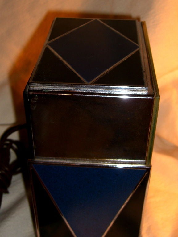 Rare blue black Art Deco Modernique Paul Frankl Telechron clock 4