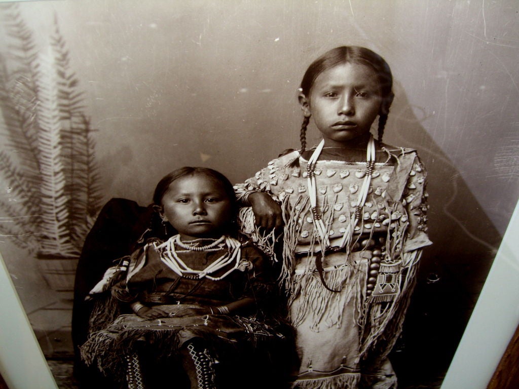 Silver gelatin photo Indian Chief big tree's daughters of Kiowas