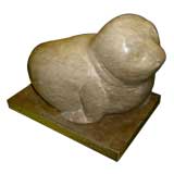 Whimsical alabaster sculpture baby seal signed Debra Schaffer