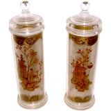 Unusual pair of 1970's Lucite apothecary or candy jars with lids