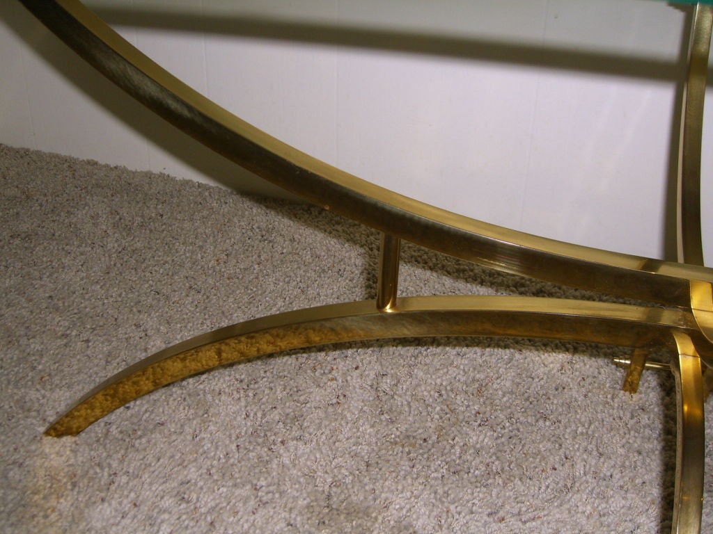 20th Century Vintage 1980's surfboard glass shaped top brass coffee table