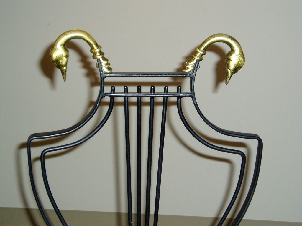 20th Century 6 Swan or goose head lyre back chairs and table