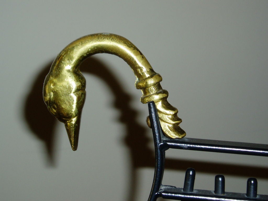 Iron 6 Swan or goose head lyre back chairs and table
