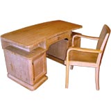 Beautiful period art deco desk and chair with cerused oak finish