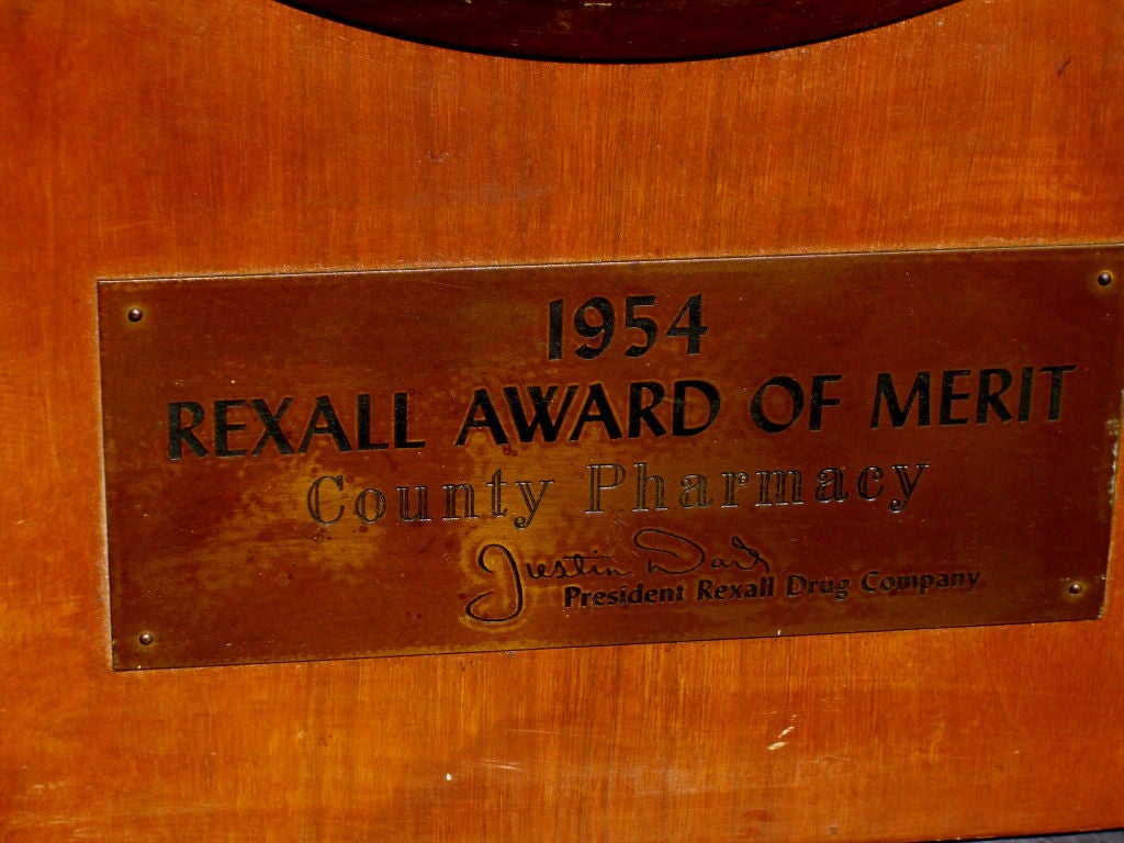 Wood Seth Thomas mid century advertising clock Rexall pharmacy