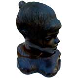 Nice exotic wood sculpture of a black woman signed Mccollo