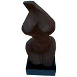 Cubist 1950-1960's hand carved mahogany wood nude female torso