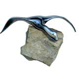 Wonderful 1960's signed aluminum bird in flight sculpture