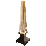 Stunning Lucite and chromed Brass Base Obelisk Lamp ca 1970's