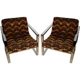 Pair Milo baughman for Thayer Coggin 70's chairs original fabric