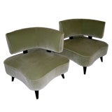 Unique Hollywood regency 1940's chairs in wool mohair fabric
