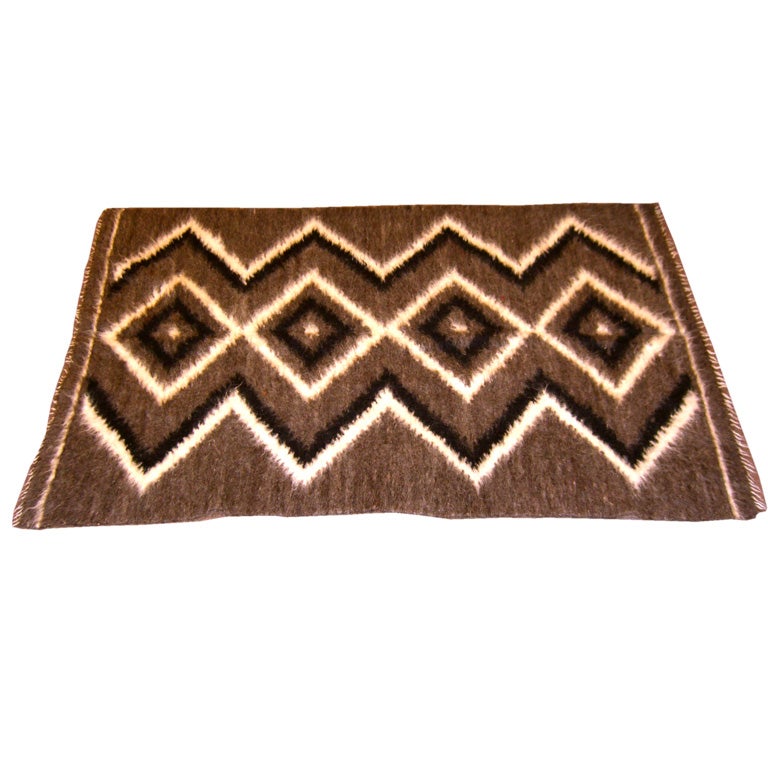 1960'S Alpaca hand woven geometric rug or wall hanging