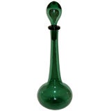 Beautiful large hand blown green glass vase with stopper