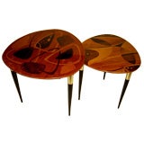 Nesting tables intricate wood inlays by Fabry Associates