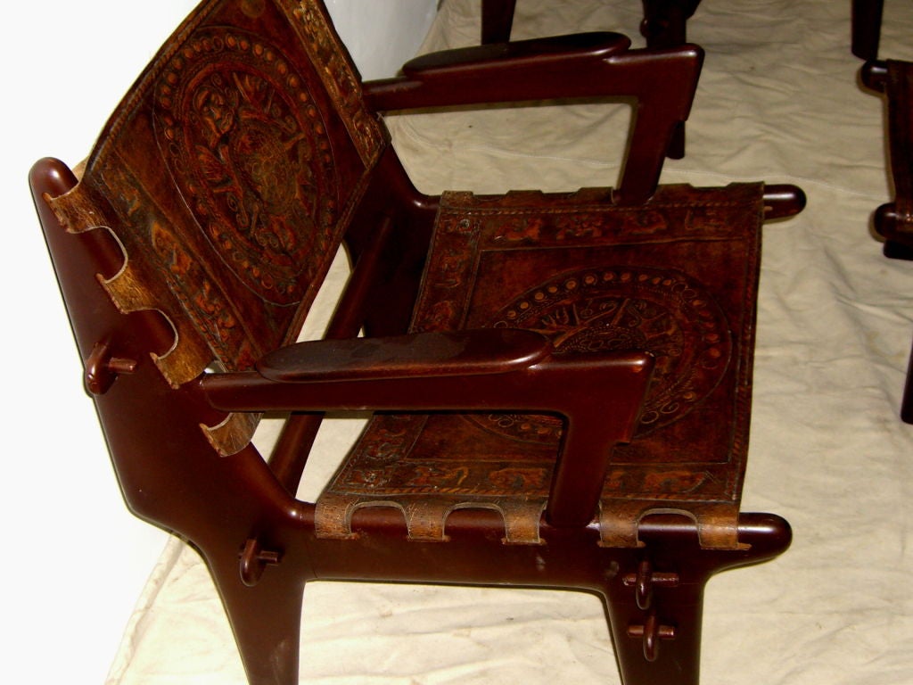 Rare 8 pc set Peace Corps Ocepa Leather Furniture 1960's Ecuador 3