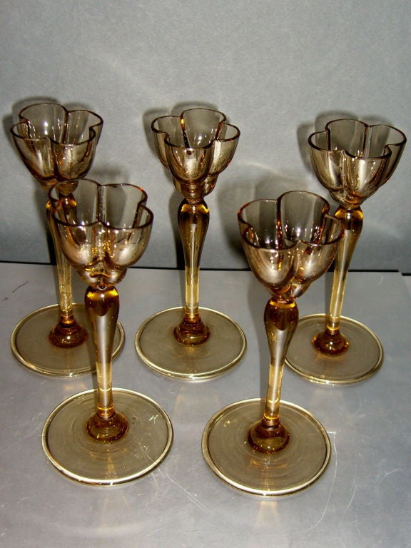 A nice group of 5 19th century venetian cordial glasses