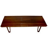 Edward Wormley for Dunbar walnut ridged Long John Table Bench