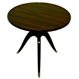 Macassar ebony & black lacquer side table w/chromed steel feet
