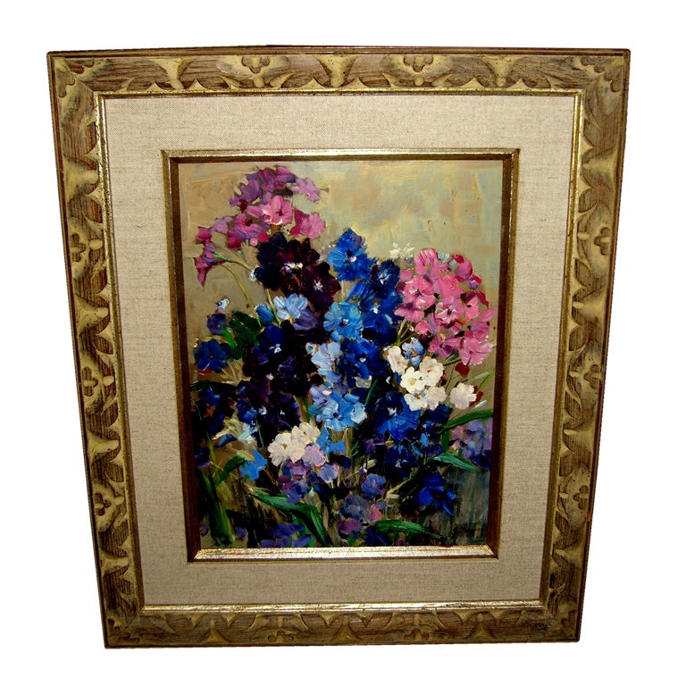 Noted American Artist George Cherepov Floral still life on board