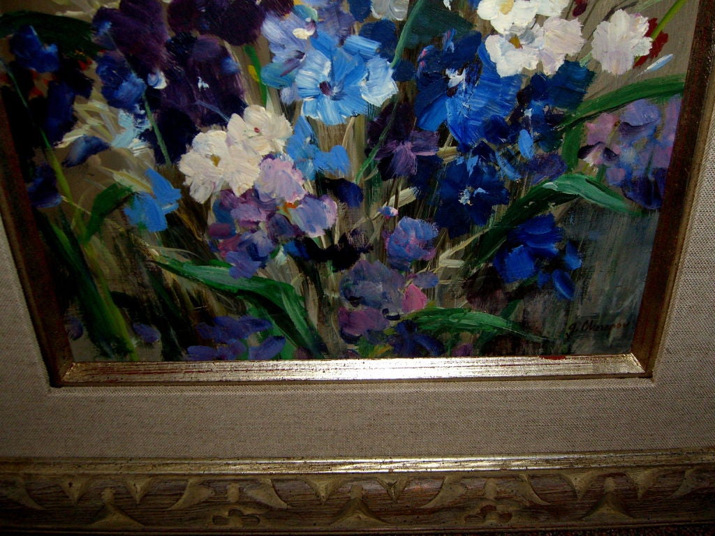 Board Noted American Artist George Cherepov Floral still life on board