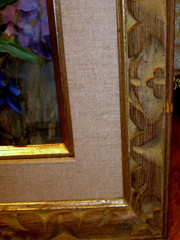 Noted American Artist George Cherepov Floral still life on board 2