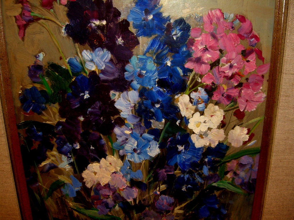 Noted American Artist George Cherepov Floral still life on board 3