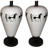 Pair of Terracotta hand painted Marbro lamps after Gio Ponti