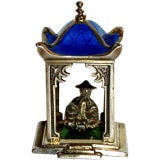 An exquisite miniature French Enamel silver pagoda w/scholar