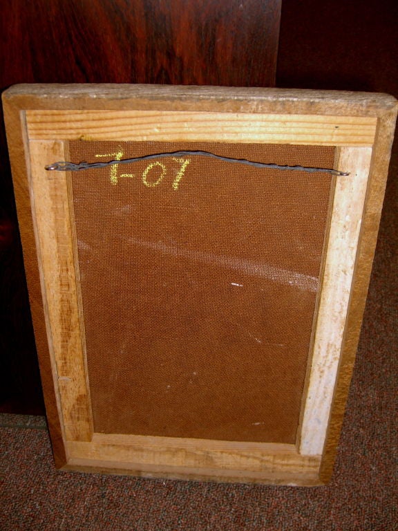 Mid-20th Century Great whimsical outsider artist oil on board of an owl
