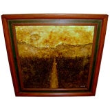 Vintage Beautiful heavy impasto abstract landscape painting signed Nong