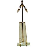 Stunning Glass & Brass lamp w/ orig rect manner of Fontana Arte