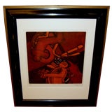 Nice vibrant lithograph in colors signed tellez 66