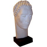 Art Deco revival hand made plaster bust of a male monogrammed MK